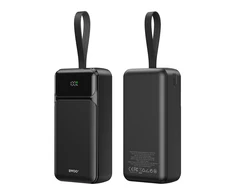 Powerbank BWOO 65W power bank 30000 mAh 2 x USB-A, 1 x Type C su wyświetlaczem LCD juoda