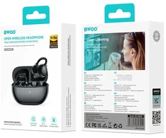 BWOO ausinės Bluetooth BW39 TWS bėgiojimui juoda