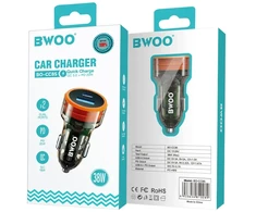 BWOO 38W greitas skaidrus automobilinis įkroviklis BO-CC85 QC 18W + PD 20W