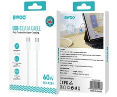 BWOO BO-X284 duomenų perdavimo ir įkrovimo laidas | USB-C į USB-C | 60 W