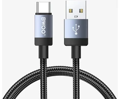 Usams BWOO BO-X401C braided cable USB-A - USB-C 1m Fast Charging 3A juodas