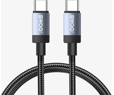 BWOO BO-X401CC braided cable USB-C - USB-C 1m PD 65W juodas