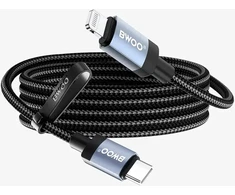 BWOO BO-X401CL braided cable USB-C - Lightning 1m PD 30W juodas