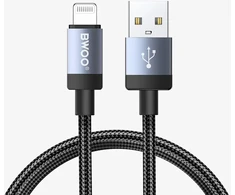 Usams BWOO BO-X401L braided cable USB-A - Lightning 1m Fast Charging 3A juodas