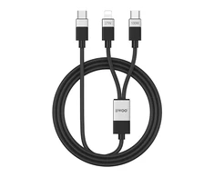 Usams BWOO Pintas "2-in-1" kabelis USB-C - USB-C ir "Lightning" 1 m 100W27W juodas