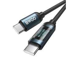 BWOO pintas USB-C - USB-C 1 m 60 W kabelis su animaciniu apšvietimu, juodas
