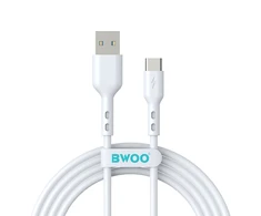 BWOO Cable USB - USB-C 2m 3A baltas