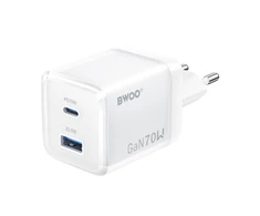 BWOO GaN wall charger CDA224 QC 70W 1 x USB 1 x USB-C, baltas