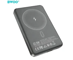 BWOO P82 BO 10000mAh 15W išorinė baterija su belaidžiu įkrovimu, tamsiai pilka
