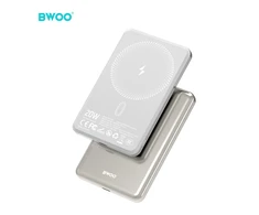BWOO P79 ultracienki powerbank 5000mAh su ładowaniem magnetycznym šviesiai pilka