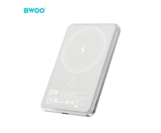 BWOO P79 ultracienki powerbank 5000mAh su ładowaniem magnetycznym šviesiai pilka