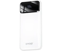 BWOO Ultra thin Power Bank | 10,000 mAh | 22.5W | QC | USB-A, USB-C | LED Ekranas | baltas