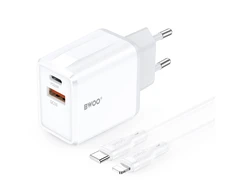 Telforceone BWOO wall charger CDA182 QC 38W 1x USB-A + 1x USB-C with USB-C C-Lightning cable 1 m juodas
