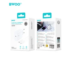 Telforceone BWOO wall charger CDA233 PD 20W 1x USB-C with USB-C - Lightning cable baltas