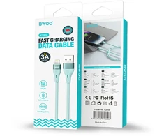 BWOO Kabelis USB – Lightning 1m 3A Minimalistinis Silikoninis Baltas X280L