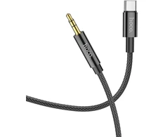 Cable AUX Jack 3,5 mm to USB C Hoco 1 m UPA19 juodas