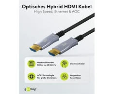 Kabelis HDMI-HDMI 30m (HDMI 2.1) optinis hibridinis 8K @ 60 Hz/ 4K @ 120 Hz Goobay