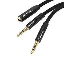 Vention mini AUX 3.5mm - 2x mini AUX 3.5mm 0.6m - Juodas