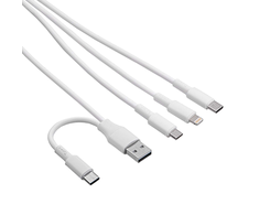 USB A/USB C laidas - USB C + Lightning + microUSB B - 1.2m baltas - Akyga AK-USB-52