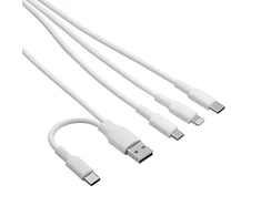 USB A/USB C laidas - USB C + Lightning + microUSB B - 1.2m baltas - Akyga AK-USB-52