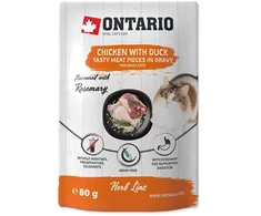 Konservuotas kačių ėdalas - Ontario vištiena su žolelėmis, antis, ryžiai ir rozmarinas, 80 g
