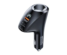 Automobilinis įkroviklis 2x USB-C, USB Remax RCC339, 88.5W (juodas)