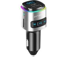 Car Charger 4smarts Media&amp;Assist 2 FM Bluetooth with Multimedia Input and Hands-Free Function silve