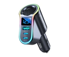 Automobilinis įkroviklis Joyroom JR-CL21, 4 viename, 1 x USB QC3.0, 2 x USB-C PD 150 W (juodas)
