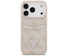 Dėklas Guess 4G Double Card Triangle skirtas Apple iPhone 17 Pro rožinės spalvos