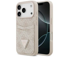 Dėklas Guess 4G Double Card Triangle skirtas Apple iPhone 17 Pro rožinės spalvos