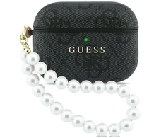 Guess PU 4G Classic logotipo perlų dirželio dėklas AirPods Pro 3 juodas