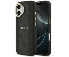 GUESS dėklas, skirtas IPHONE 17, suderinamas su MagSafe GUHMP17SPG4SEMCK (PU su 4G juostele), juodas