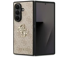 Guess PU 4G Metal Logo dėklas skirtas Samsung Galaxy Z Fold 7 rožinės spalvos