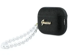 „Guess“ blizgantis perlų dirželio dėklas, skirtas „AirPods Pro 3“ ausinėms - Juodas