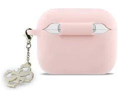 Guess 4G Charm Silicone dėklas skirtas Apple AirPods Pro 3 rožinės spalvos