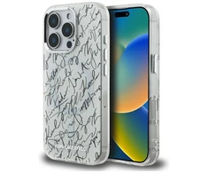 Dėklas Karl Lagerfeld IML Karl Script Pattern MagSafe skirtas Apple iPhone 16 Pro Max baltos spalvos