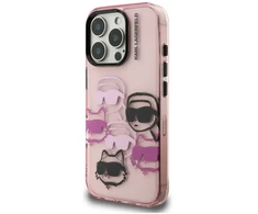Dėklas Karl Lagerfeld IML Multi K&amp;C Head Pattern skirtas Apple iPhone 16 Pro rožinės spalvos