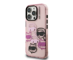Dėklas Karl Lagerfeld IML Multi K&C Head Pattern skirtas Apple iPhone 16 Pro Max rožinės spalvos
