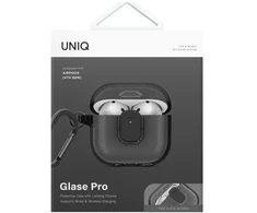 Dėklas UNIQ Glase Pro skirtas AirPods 4 Lock Case pilkos spalvos