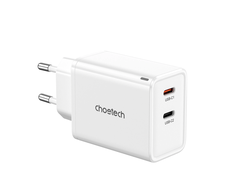 Choetech PD6013, GaN, 2x USB-C, PD65W tinklo įkroviklis (baltas)