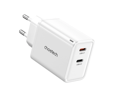 Choetech PD6013, GaN, 2x USB-C, PD65W tinklo įkroviklis (baltas)