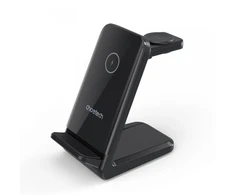 Belaidis įkroviklis CHOETECH, 15W, 3in1, juodas su stovu