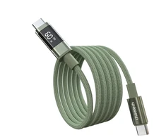 Choetech XCC-1068 duomenų perdavimo ir įkrovimo kabelis | USB-C į USB-C | PD | 60 W | su LED ekranu | 1,2 m | žalias