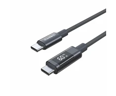 Choetech XCC-1068 PD 60W USB-C - USB-C Cable with Ekranas 1.2 m - Juodas