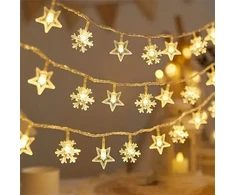 Christian Dior Kalėdinė LED girlianda snowflake/star - 3m/20 lampek ciepłe balta/warm baltas zasilane bat. 3xAA EHD-LS04