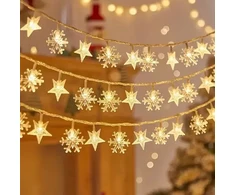 Christian Dior Kalėdinė LED girlianda snowflake/star - 6m/40 lampek ciepłe balta/warm baltas zasilane bat. 3xAA EHD-LS05