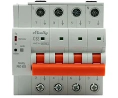 Automatinis jungiklis - Shelly Pro 4CB C63 63 A 4 polių šviesiai pilkas