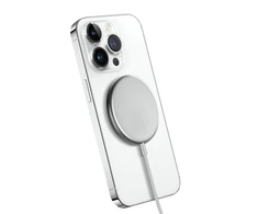 Crong MagSpot – aliuminio belaidis įkroviklis MagSafe (sidabro baltas)