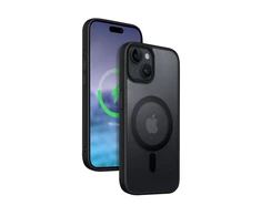 Crong Hybrid Frost MAG dangtelis – dėklas, skirtas iPhone 15 Plus MagSafe (juodas)