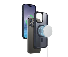Crong Hybrid Frost MAG Cover - dėklas skirtas Apple iPhone 15 Pro Max MagSafe Navy mėlynas